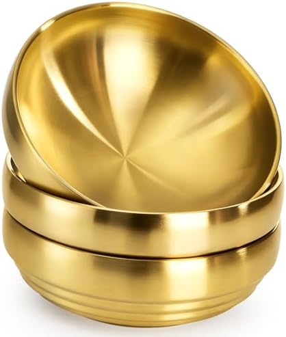 Frcctre 3 Pack 7.3 Inch Large Stainless Steel Bowls, 31 OZ Double Walled by Frcctre