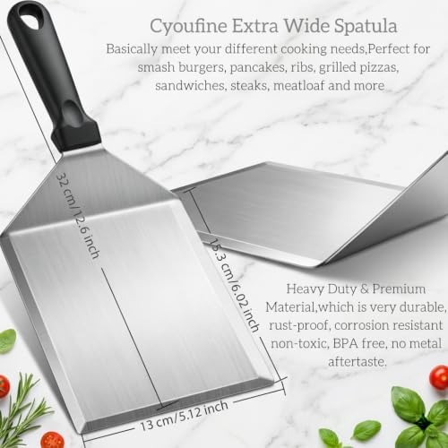 Extra Wide Hamburger Spatula Turner, Large Metal Spatula Heavy Duty Stainless - Image 3