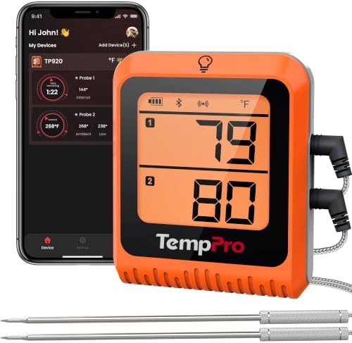 TempPro TempSync 650 ft Bluetooth Meat Thermometer by TempPro