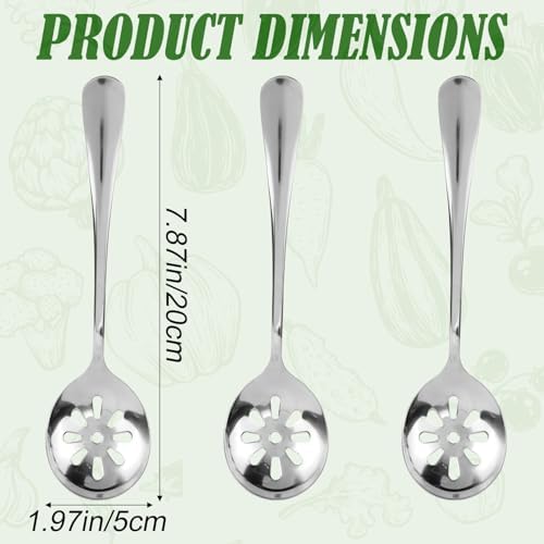 3pcs Slotted Spoons for Soups Dips Cereals, 7.87x1.97in/20x5cm 9-Hole Stainless - Image 2