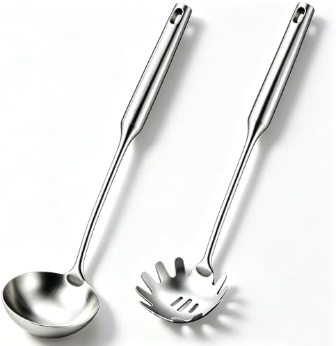 Stainless Steel Pasta Server and Cooking Spoon, Large Soup Ladle, Spaghetti by Unknown