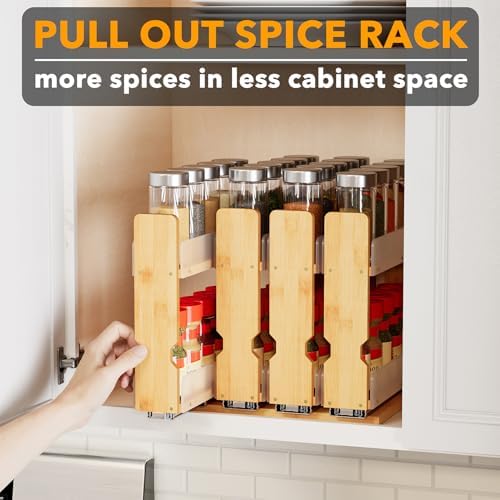 SpaceAid Bamboo Pull Out Spice Rack Organizer - Image 5