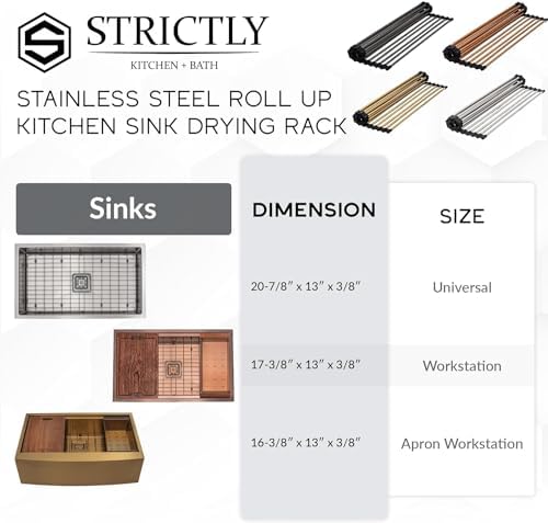 Strictly Sinks Stainless Steel Roll Up Dish Drying Rack – Copper 17 Inch Over - Image 4