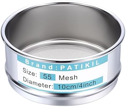 PATIKIL 55 Mesh Lab Sieve, 3.9" Diameter Sifting Screen 304 Stainless Steel by PATIKIL
