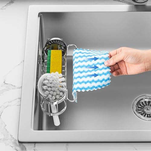 Cisily Kitchen Sink Caddy Sponge Holder in The Sink, Stainless Steel Kitchen - Image 4
