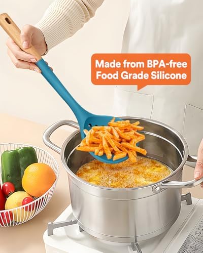 Badiano Silicone Kitchen Ladle Strainer, Large Slotted Spoon - Image 3