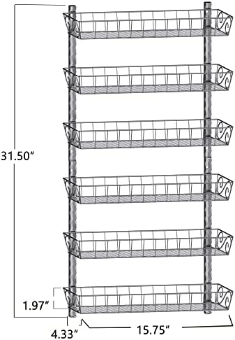 SWOMMOLY Wall Mount Spice Rack Organizer, 6-Tier Adjustable Dual-Use Shelf - Image 3