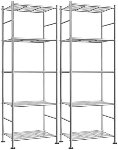 Sakugi 2-Pack 5-Tier Metal Storage Shelves, 18.4"x12.6"x57.4" by Sakugi