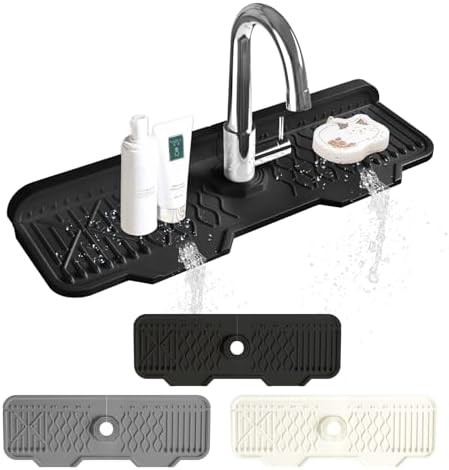 Kitchen Sink Accessories -17" x 6'' Sink Splash Guard, Silicone Sink Mat Splash by EBIGIC