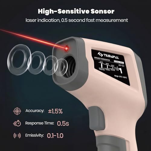 Tilswall Infrared Thermometer, Laser Temperature Gun -58°F~1112°F - Image 2
