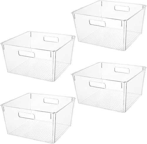 Extra Large Clear Plastic Storage Bins, Laundry Room, Freezer Organizer Plastic by CONTROLKITCHEN