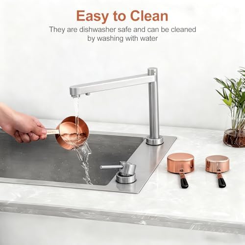 Bopei 10-Pcs Stainless Steel Measuring Cups & Spoons Set, Rose Gold - Image 6