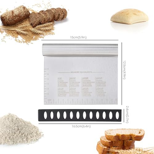 2PCS Dough Pastry Bench Cutter Scraper, OLULU Stainless Steel Kitchen Food - Image 2
