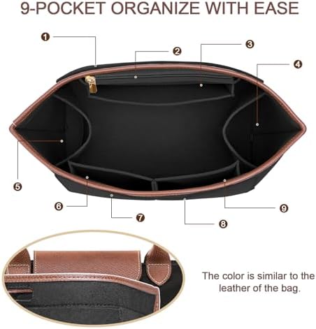 Felt Purse Organizer Insert for Longchamp Le Pliage L Bag Handbag Leather edge - Image 4