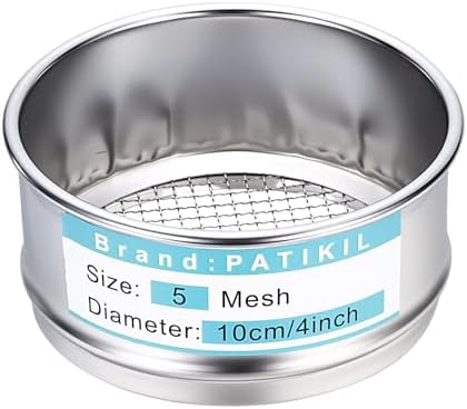 PATIKIL 5 Mesh Lab Sieve, 3.9" Diameter Sifting Screen 304 Stainless Steel Wire by PATIKIL