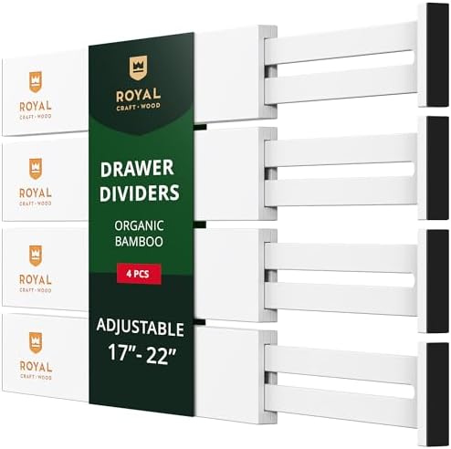 Bamboo Drawer Dividers Organizers, Adjustable Drawer Separator Splitters by ROYALCRAFTWOOD