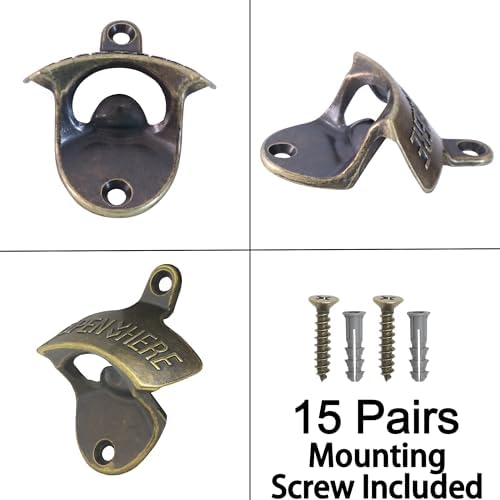 15 PCS Retro Beer Bottle Cap Opener Wall Mounted Stainless - Image 5