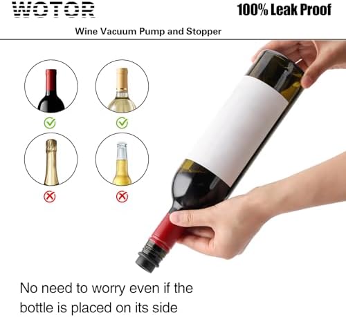 WOTOR Wine Vacuum Pump with 4 Wine Stoppers, Reusable Bottle Sealer - Image 4