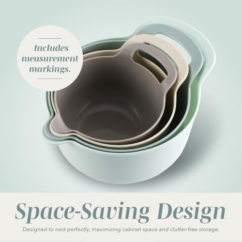 COOK WITH COLOR Nesting Plastic Mixing Bowl Set with Pour Spouts and Handles - Image 4