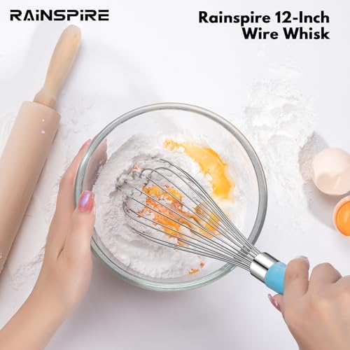 Whisk for Cooking Reinforced Anti-Break Handle Stainless Steel 12in Blue - Image 6