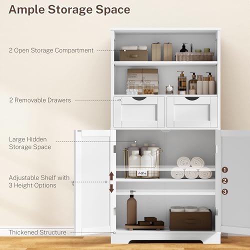 Iwell Tall Bathroom Cabinet, Storage Cabinet - Image 4