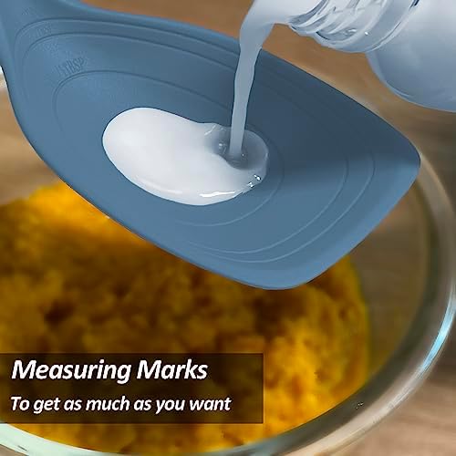 Large Silicone Cooking Spoon, Deep bowl & Measurement Mark, Starry Blue - Image 5