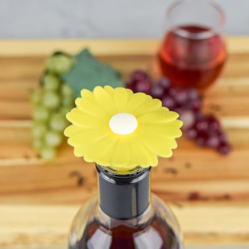 Charles Viancin Set of 4 Daisy Wine Stoppers/Silicone Bottle Stoppers - Image 4