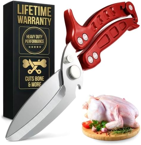 Kitchen Shears Heavy Duty, Safety Lock, Stainless Steel by LIBERHAUS