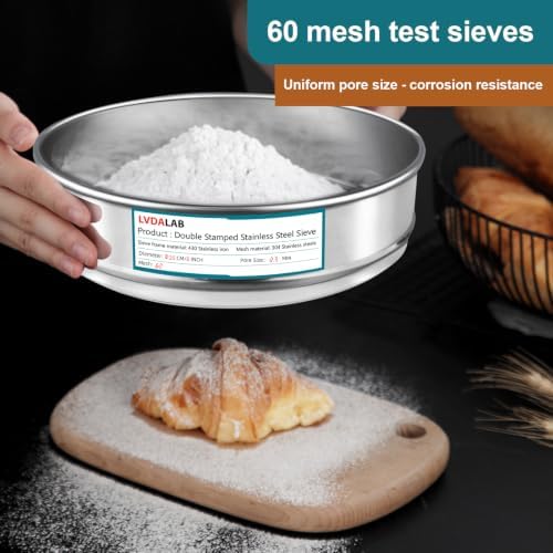 7.9" 304 Stainless Steel Lab Sieve, 60 Mesh Screen Sifter - Image 4