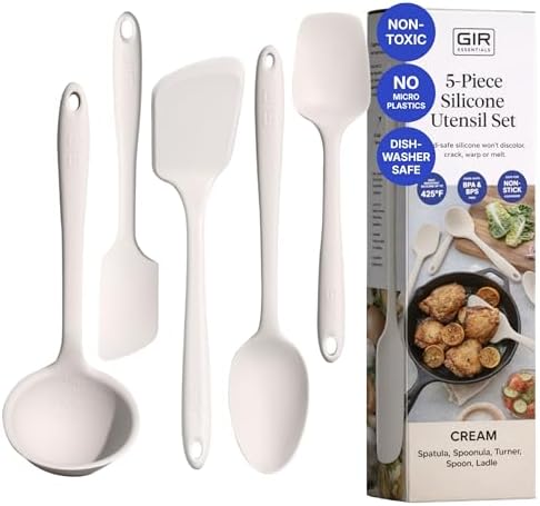 GIR: 5-Piece Silicone Essentials Kitchen Utensils Set – Cream by GIRGetItRight