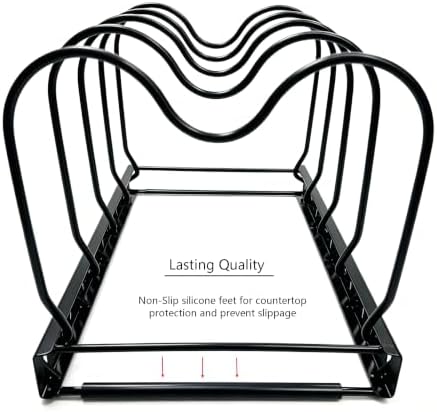 Metal Pot and Pan Organizer, 2-Section Heavy-Duty Expandable Rack, 7 Adjustable - Image 7
