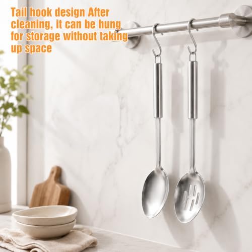 2 Pcs Stainless Steel Cooking Spoons Set, Cooking Utensils Set - Image 4