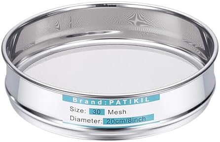 PATIKIL 30 Mesh Lab Sieve, 7.9" Diameter Sifting Screen 304 Stainless Steel by PATIKIL