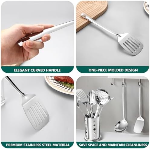 Lazycorner Kitchen Utensils Set, Potato Masher, Pasta Server, Soup Ladle - Image 3