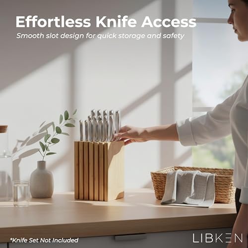Libken Bamboo Knife Block – Minimal Scandinavian Design, Universal Knife Holder - Image 4