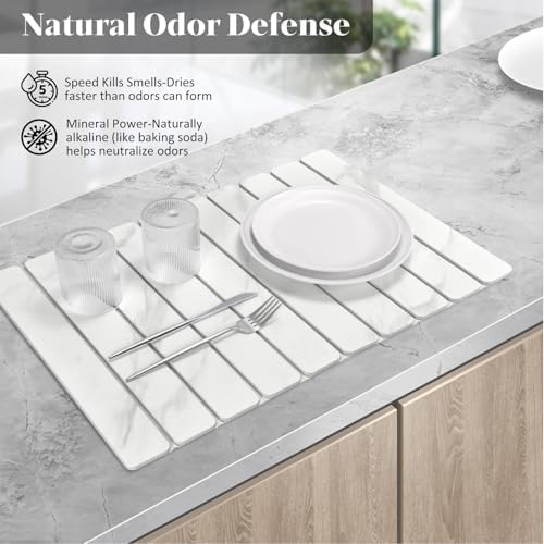 Large Stone Dish Drying Mat for Kitchen Counter, Non - Image 3