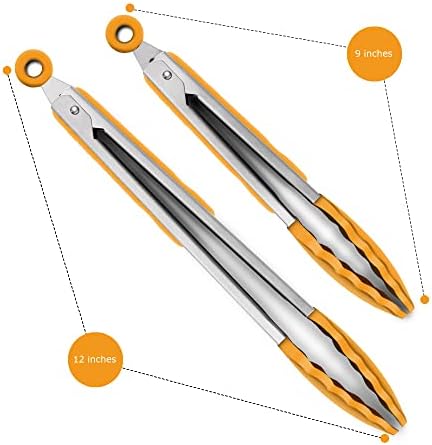 2 Pack Silicone Kitchen Tongs, 9 & 12 Inch, Stainless Steel - Image 4