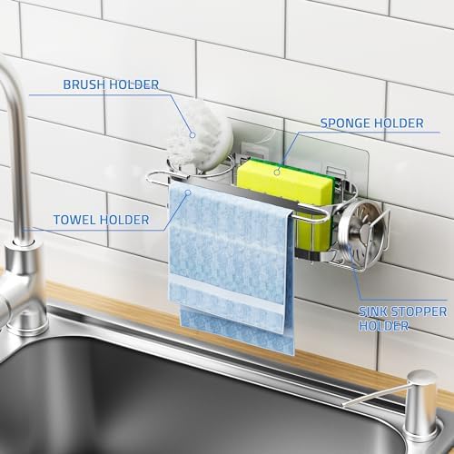 Cisily Kitchen Sink Caddy Sponge Holder in The Sink, Stainless Steel Kitchen - Image 6