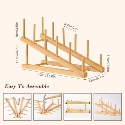 Plate Stands For Display, Wooden Plate Rack Dish Stand Holder - Image 2