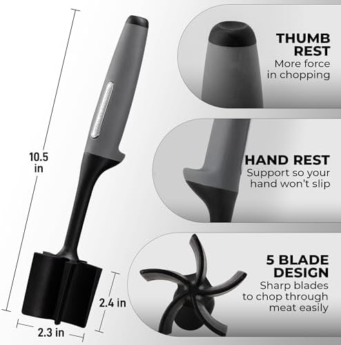 Zulay Kitchen Ground Beef Chopper Tool – 5-Blade Nylon Meat Chopper - Image 2