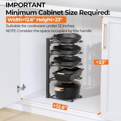 MUDEELA Pot and Pan Organizer Under Cabinet 20.87", 5-Tier Pot Rack, 1 Pack - Image 3