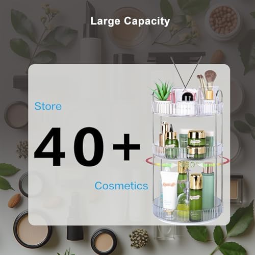 360 Rotating Makeup Organizer, 3 Tier Large Capacity Lazy Susan Bathroom - Image 5