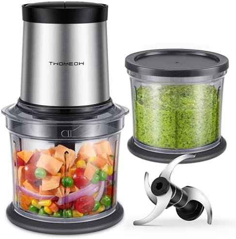Food Processor 4 Cup, Electric Food Chopper, 【Small but Powerful】Meat Grinder by TWOMEOW