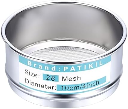 PATIKIL 28 Mesh Lab Sieve, 3.9" Diameter Sifting Screen 304 Stainless Steel by PATIKIL