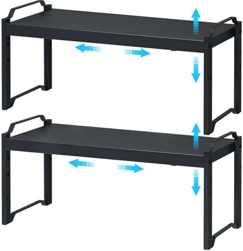 X-cosrack 25.5 Inches 2 Pack Expandable Cabinet Shelves, Stackable Shelf by X-cosrack