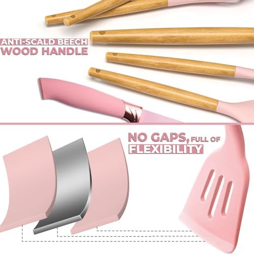 19 PCS Pink Silicone Cooking Utensils Set - Image 6