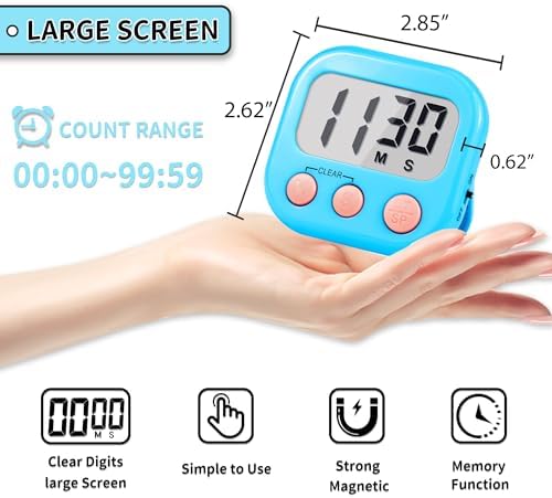 Timer for Kids Digital Kitchen Timers for Cooking- 2 Pack Blue White - Image 6