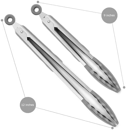 2 Pack Silicone Kitchen Tongs, 9 & 12 Inch, Stainless Steel - Image 4