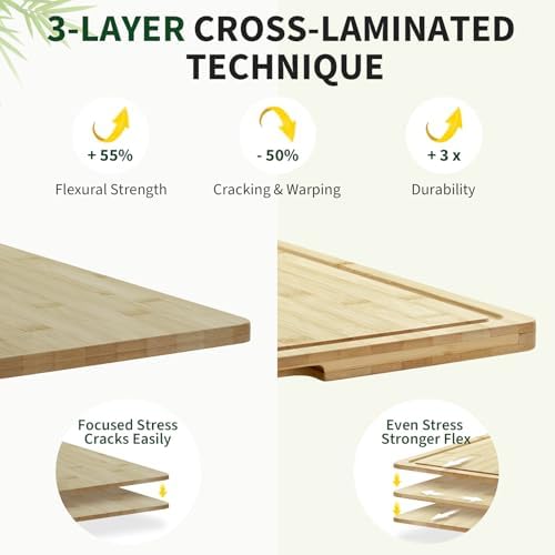 24"X18" Bamboo Cutting Boards for Kitchen, Extra Large Wood Cutting Board - Image 6