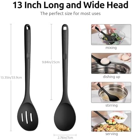 U-Taste Silicone Spoons Set of 2, 13.3" Long Large Mixing Spoon - Image 2
